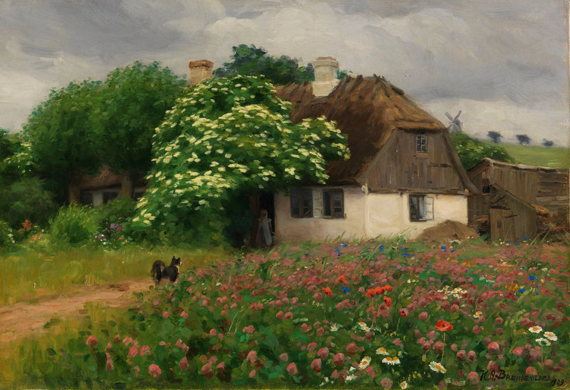 Farmerka z polami kwiatów - H. A. Brendekilde