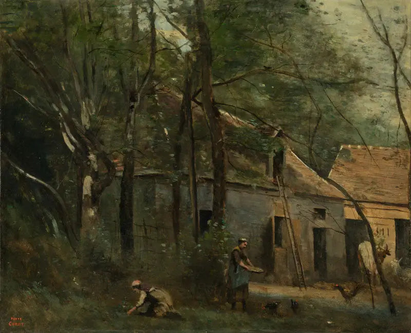 Farma w lesie - Jean-Baptiste Camille Corot