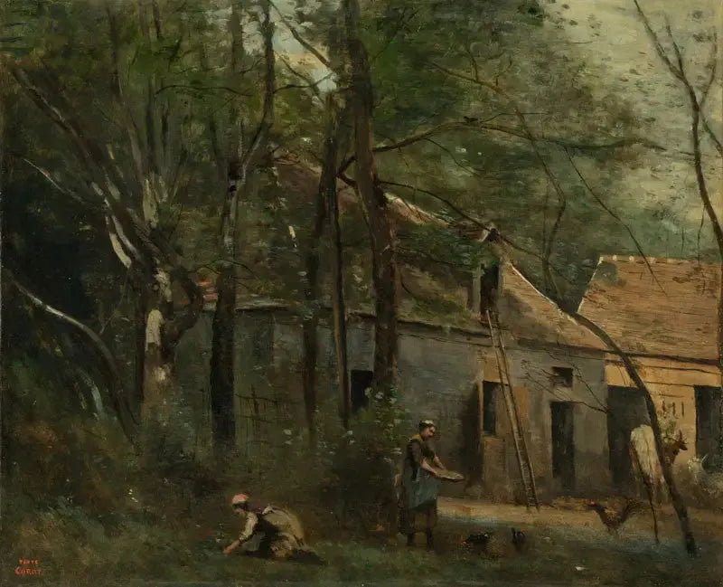 Farma w lesie - Jean-Baptiste Camille Corot