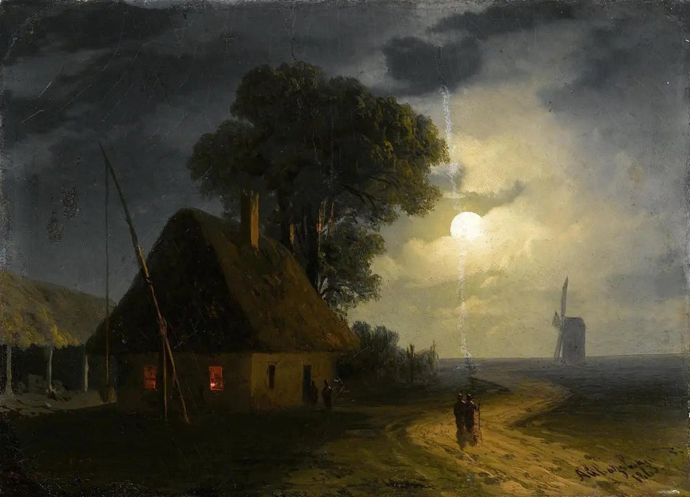 Ferme et moulin au clair de lune - Ivan Aïvazovski - Alpha Reproduction