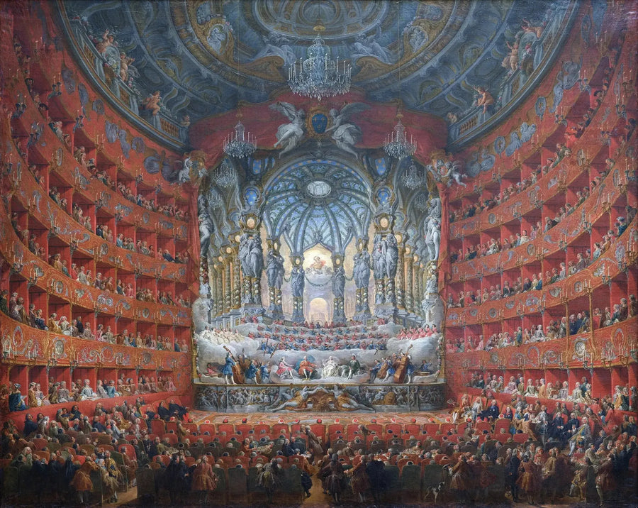 Festiwal muzyczny zorganizowany przez kardynała de La Rochefoucauld w teatrze Argentine w Rzymie w 1747 roku z okazji ślubu Delfina, syna Ludwika XV - Giovanni Paolo Panini