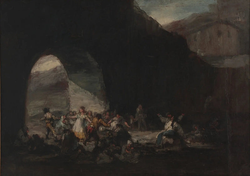 Popularna impreza pod mostem lub bal ludowy - Francisco de Goya
