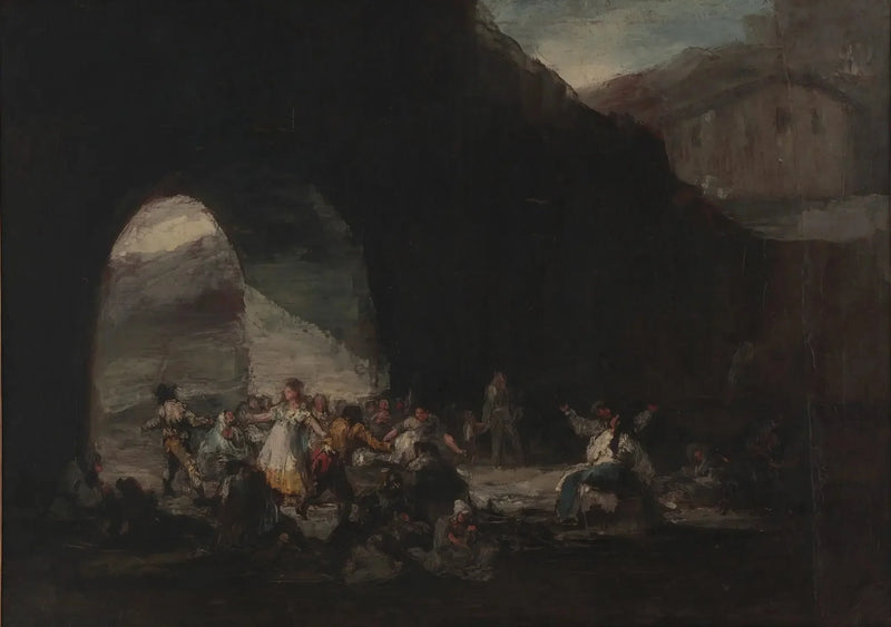Popularna impreza pod mostem lub bal ludowy - Francisco de Goya