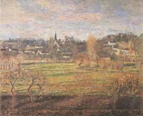 Luty, wschód słońca, Bazincourt - Camille Pissarro