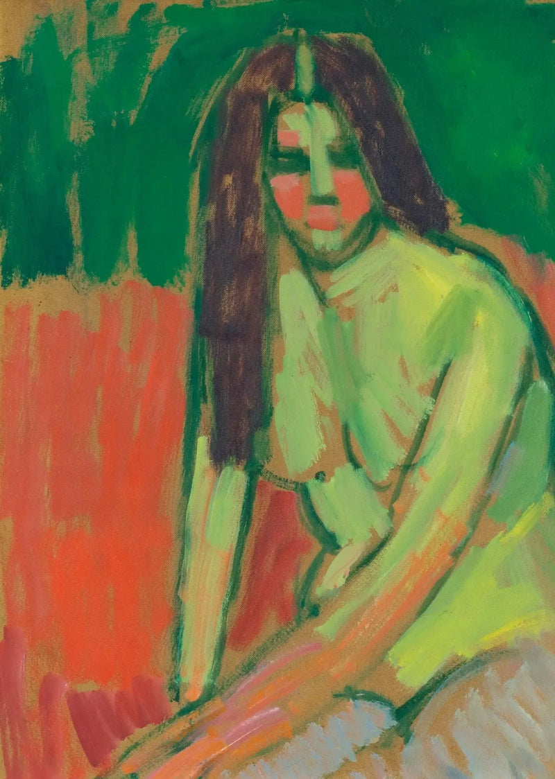 Półnaga postać z długimi włosami, siedząca pochylona - Aleksiej von Jawlensky
