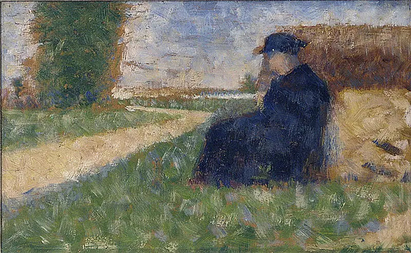 Masywna figura w krajobrazie w Barbizonie - Georges Seurat