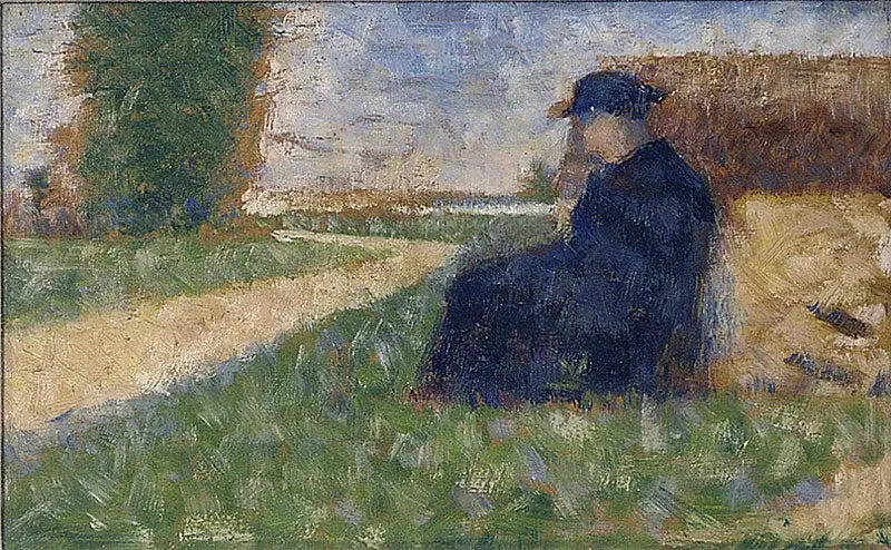 Masywna figura w krajobrazie w Barbizonie - Georges Seurat