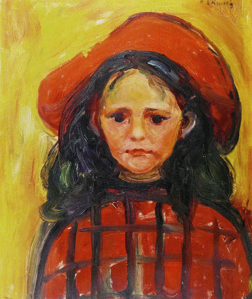 Dziewczyna w czerwonej sukience i czerwonym kapeluszu - Edvard Munch