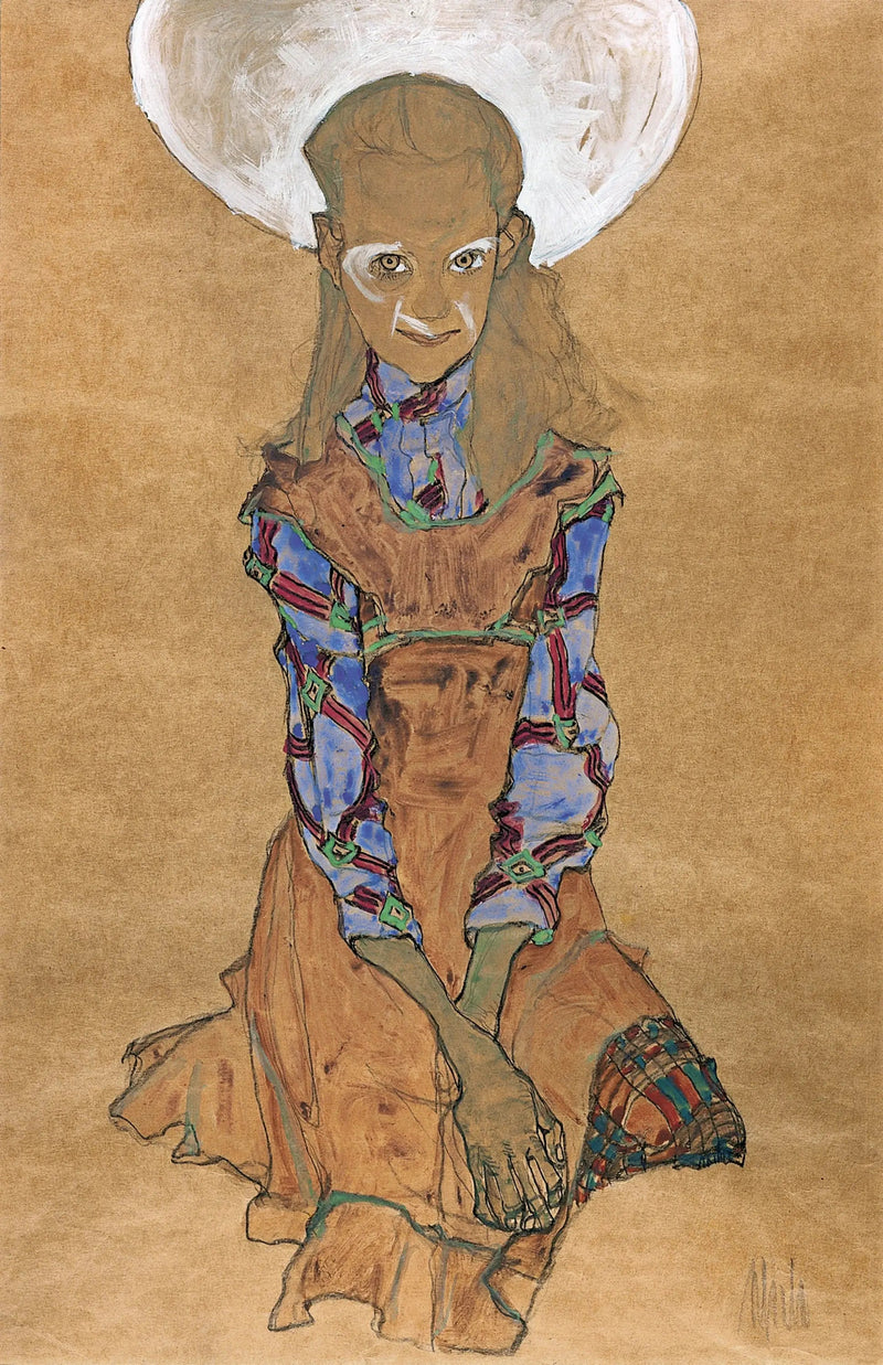 Dziewczyna siedząca (Poldi Lodzinsky) - Egon Schiele