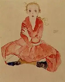 Siedząca dziewczyna (Sitzendes Mädchen) - Egon Schiele