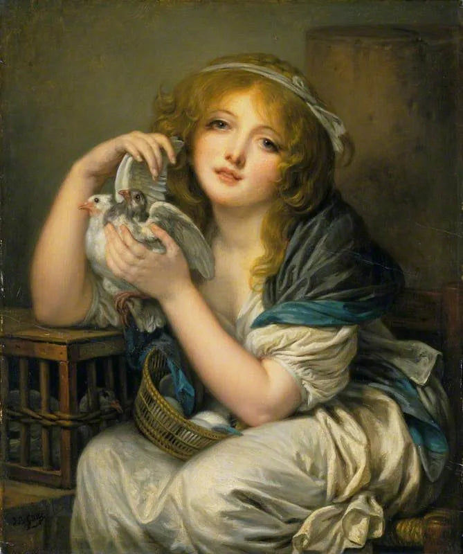 Dziewczyna z gołębiami - Jean-Baptiste Greuze