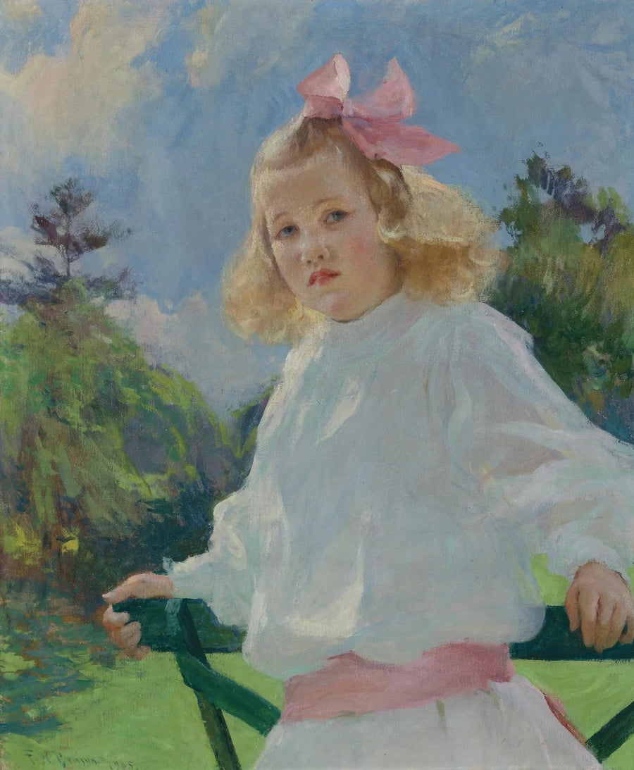 Dziewczyna z różowym kokardą - Frank Weston Benson