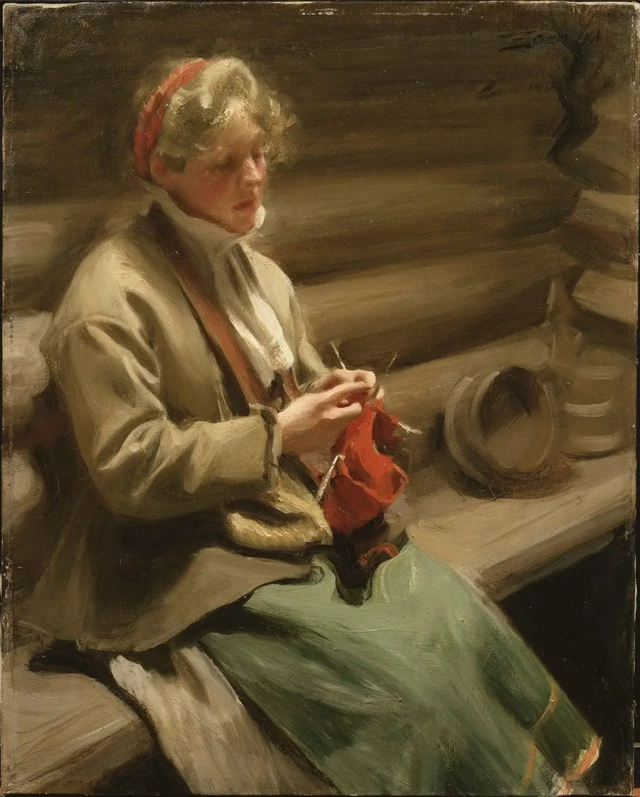 Dziewczyna z Dalarnii dziergająca. Margit z kapustą - Anders Zorn