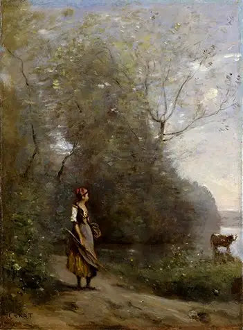 Dziewczyna w lesie - Jean-Baptiste Camille Corot