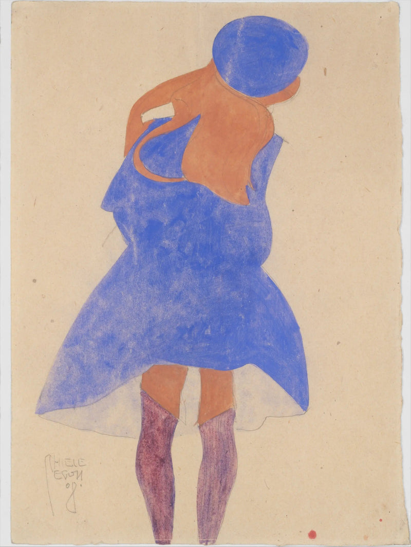Dziewczyna stojąca, widok z tyłu - Egon Schiele