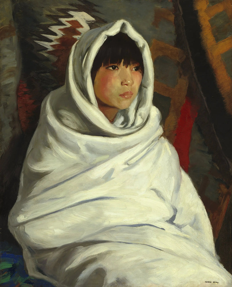 Indian girl in a white blanket - Robert Henri