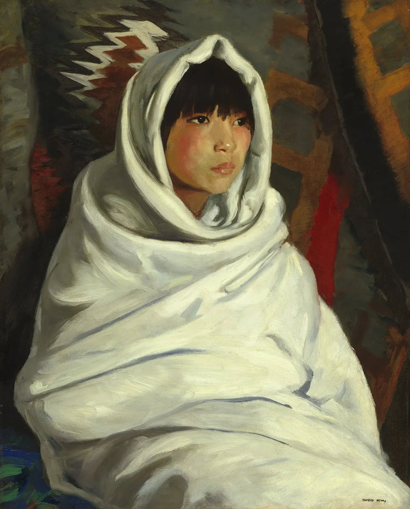 Indian girl in a white blanket - Robert Henri