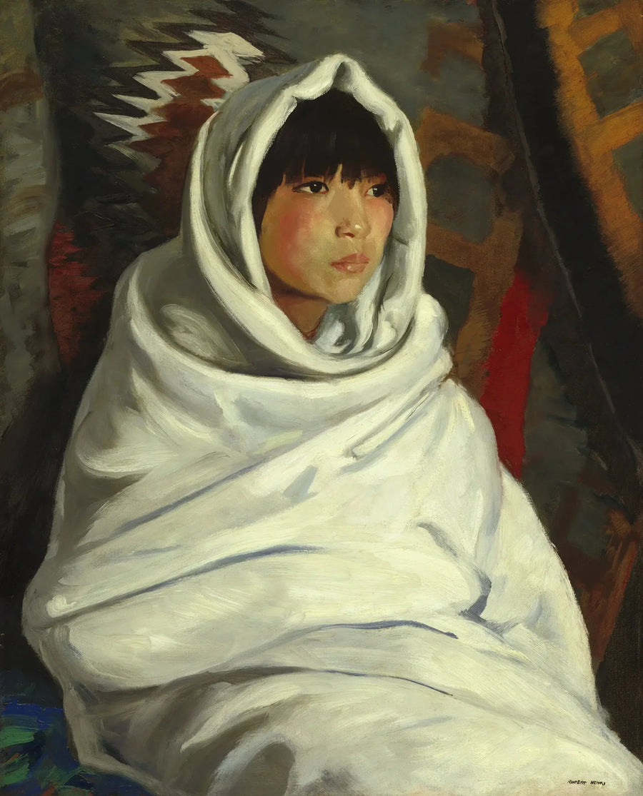 Indian girl in a white blanket - Robert Henri