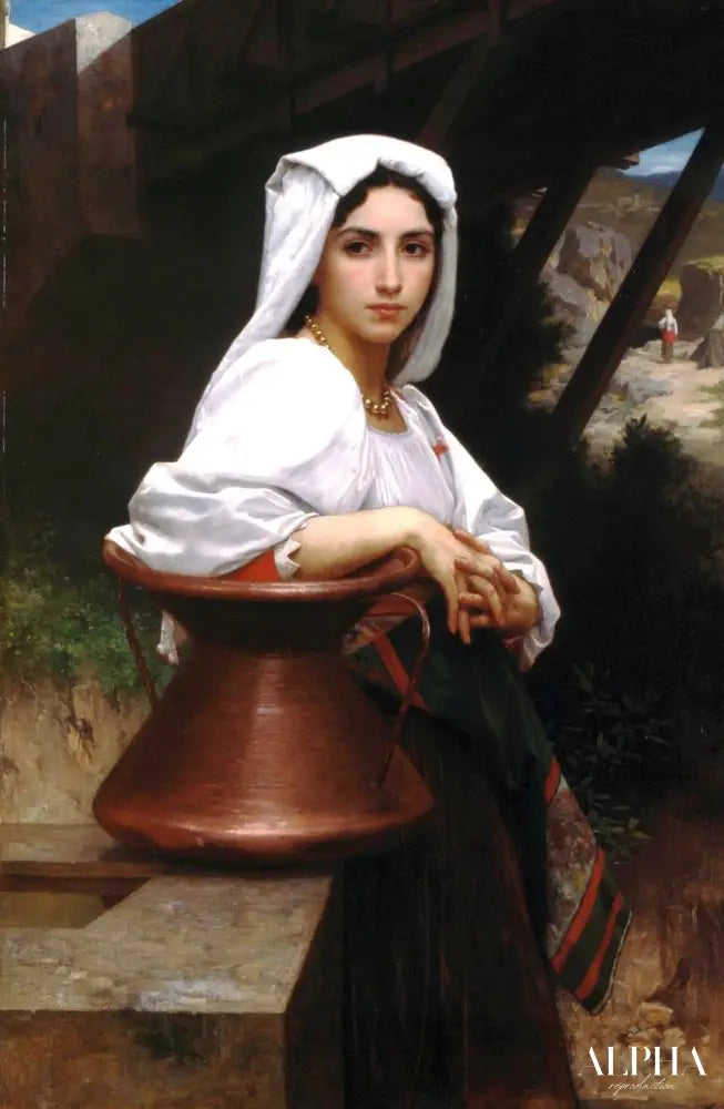 Fille italienne dessinant de l'eau - William Bouguereau - Reproductions de tableaux et peintures haut de gamme