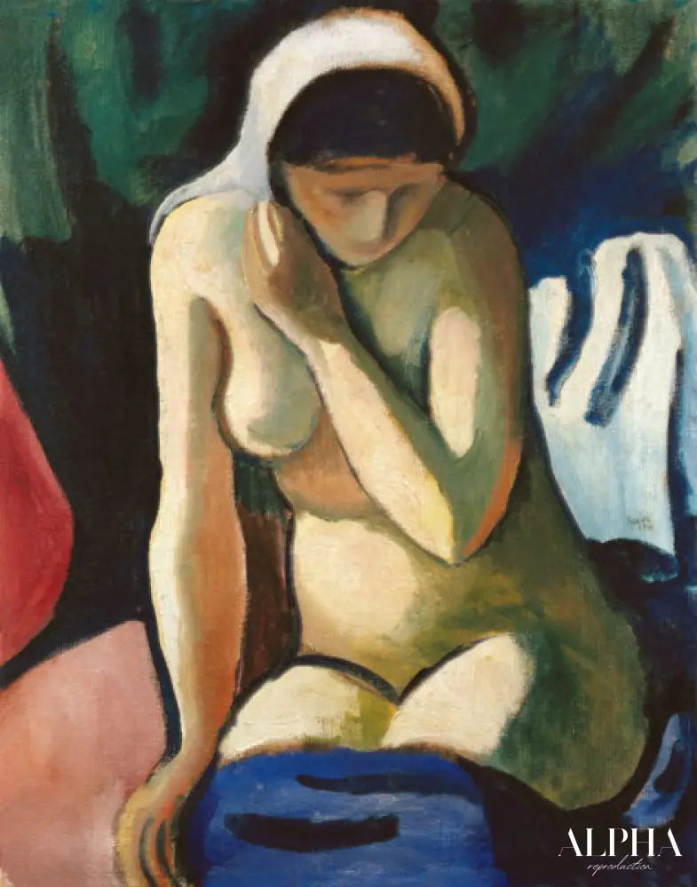 Fille nue avec un foulard - August Macke - Reproductions de tableaux et peintures haut de gamme