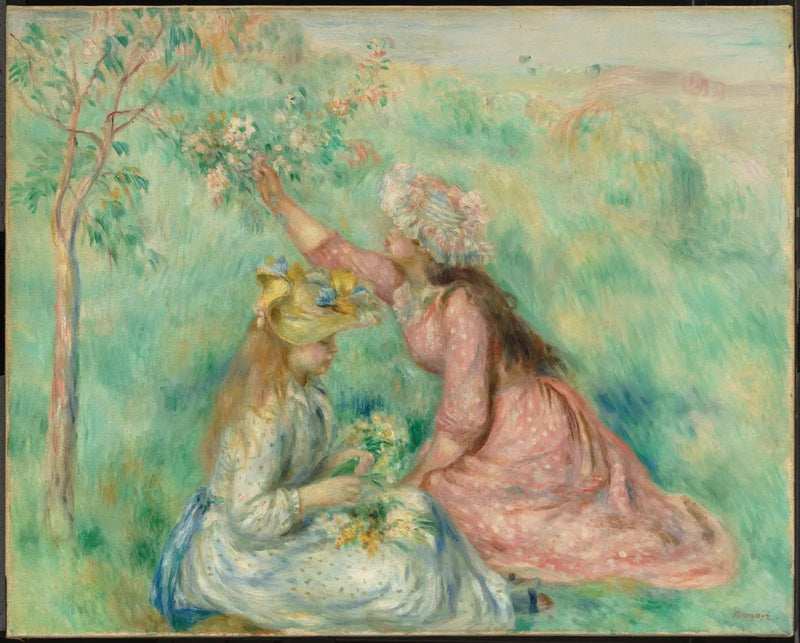 Dziewczęta zbierające kwiaty na łące - Pierre-Auguste Renoir