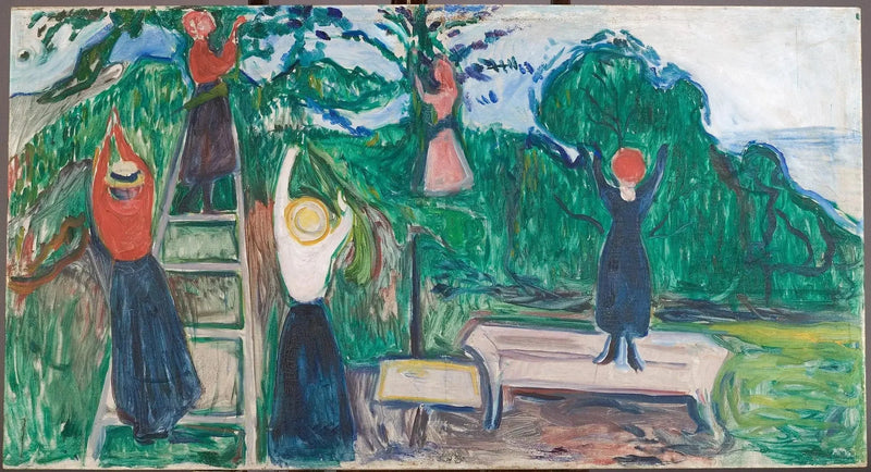 Dziewczęta zbierające owoce (Frise Linde) - Edvard Munch