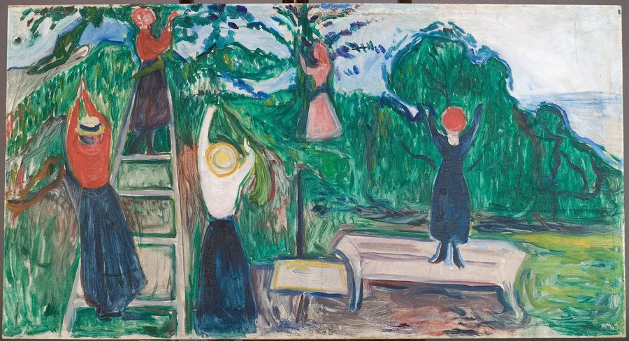 Dziewczęta zbierające owoce (Frise Linde) - Edvard Munch