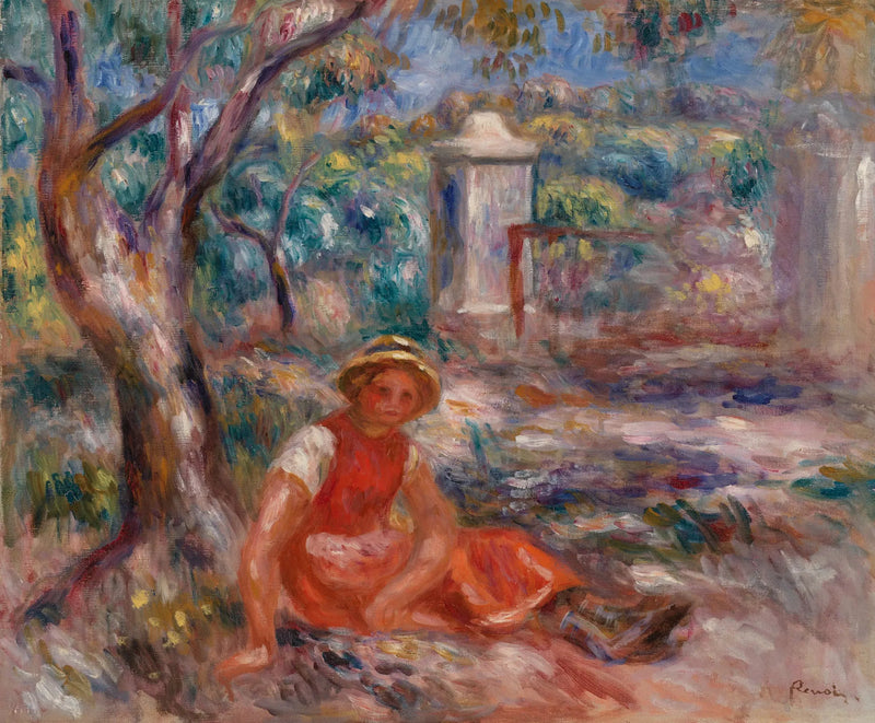 Dziewczynka u stóp drzewa (Dziewczynka u stóp drzewa) - Pierre-Auguste Renoir