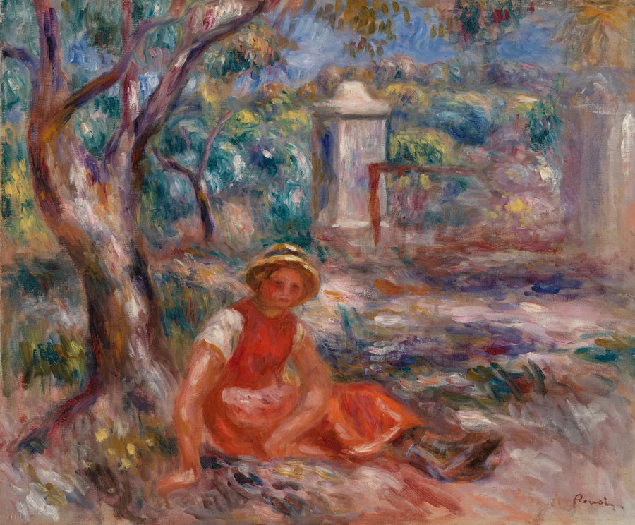 Dziewczynka u stóp drzewa (Dziewczynka u stóp drzewa) - Pierre-Auguste Renoir