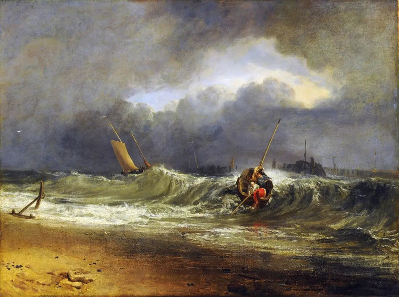Rybacy na brzegu w burzliwą pogodę - J. M. W. Turner