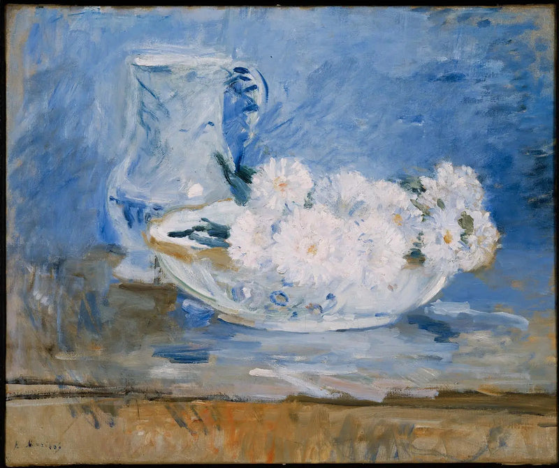 Białe kwiaty w misie - Berthe Morisot