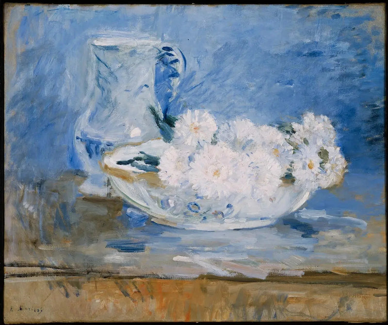 Białe kwiaty w misie - Berthe Morisot