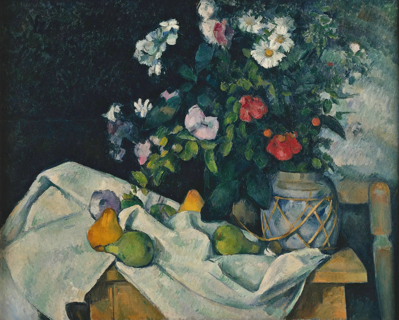 Kwiaty w dzbanie imbirowym i owoce - Paul Cézanne