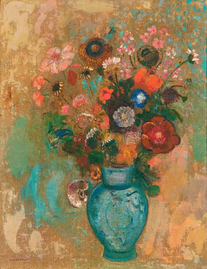 Kwiaty w niebieskiej wazonie - Odilon Redon