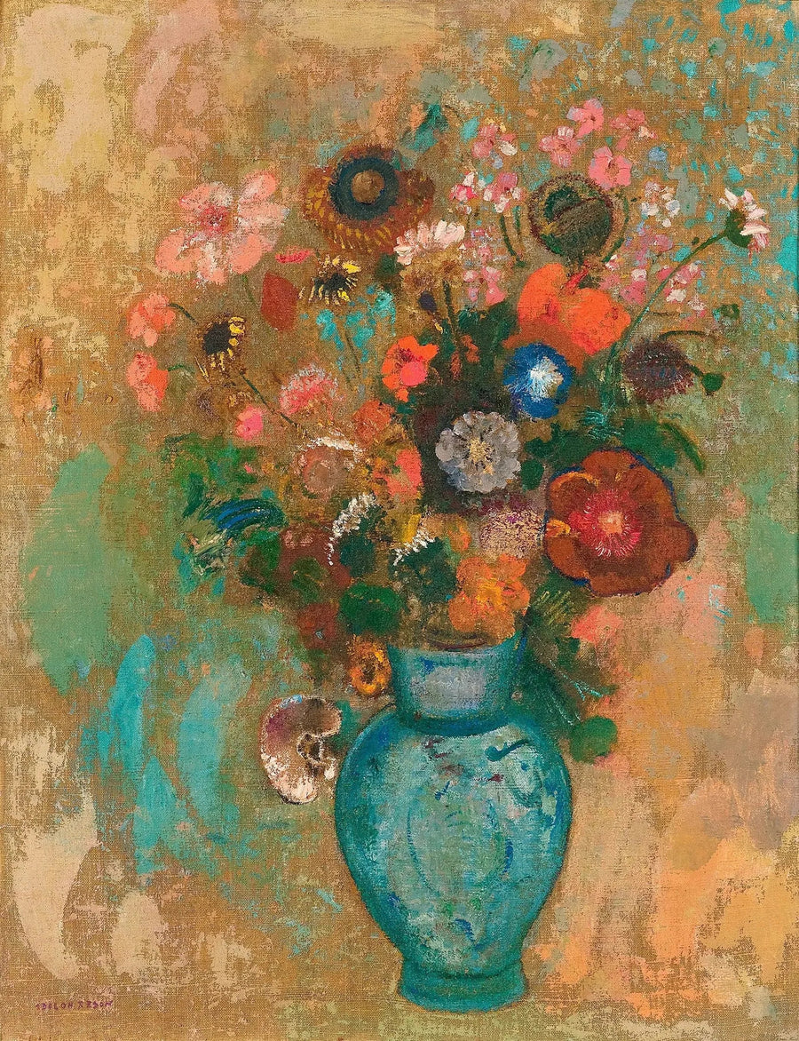 Kwiaty w niebieskiej wazonie - Odilon Redon