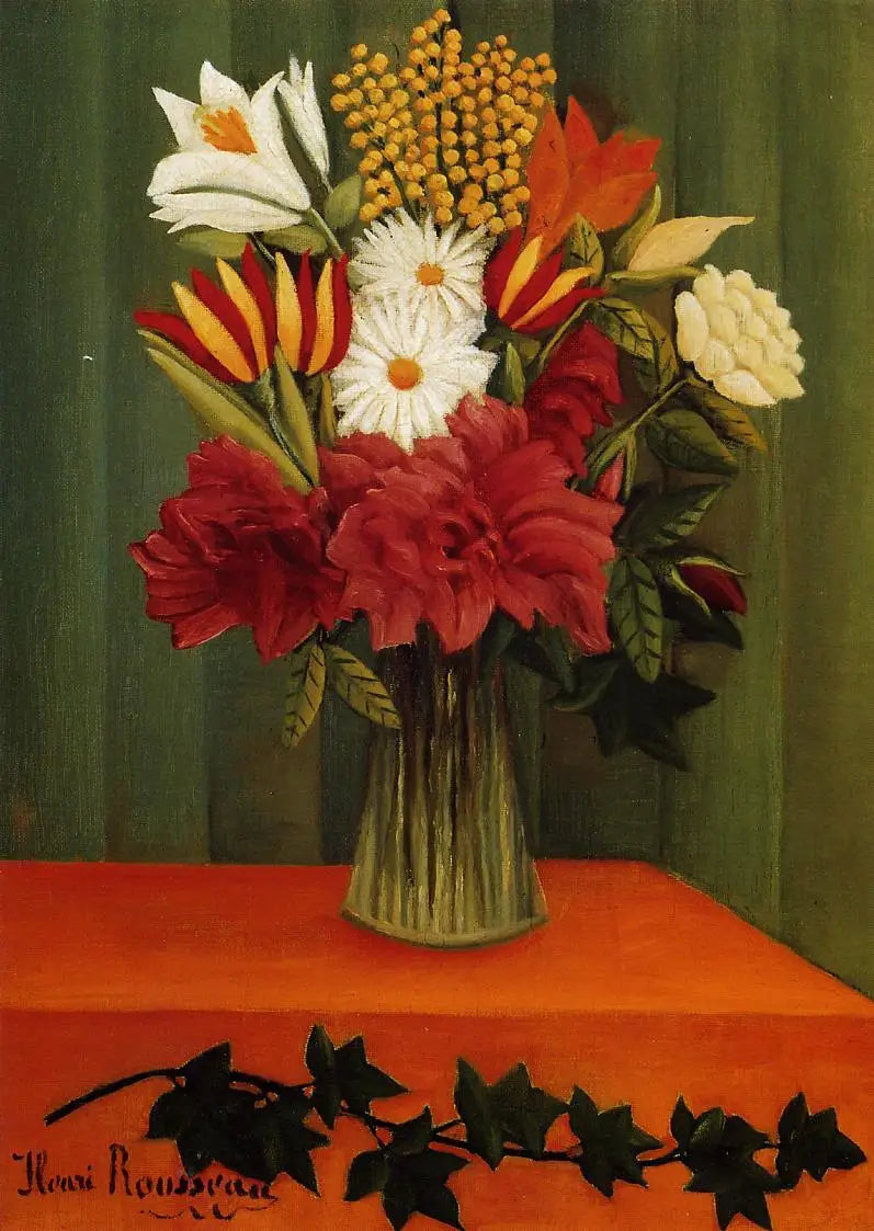 Kwiaty w wazonie - Henri Rousseau