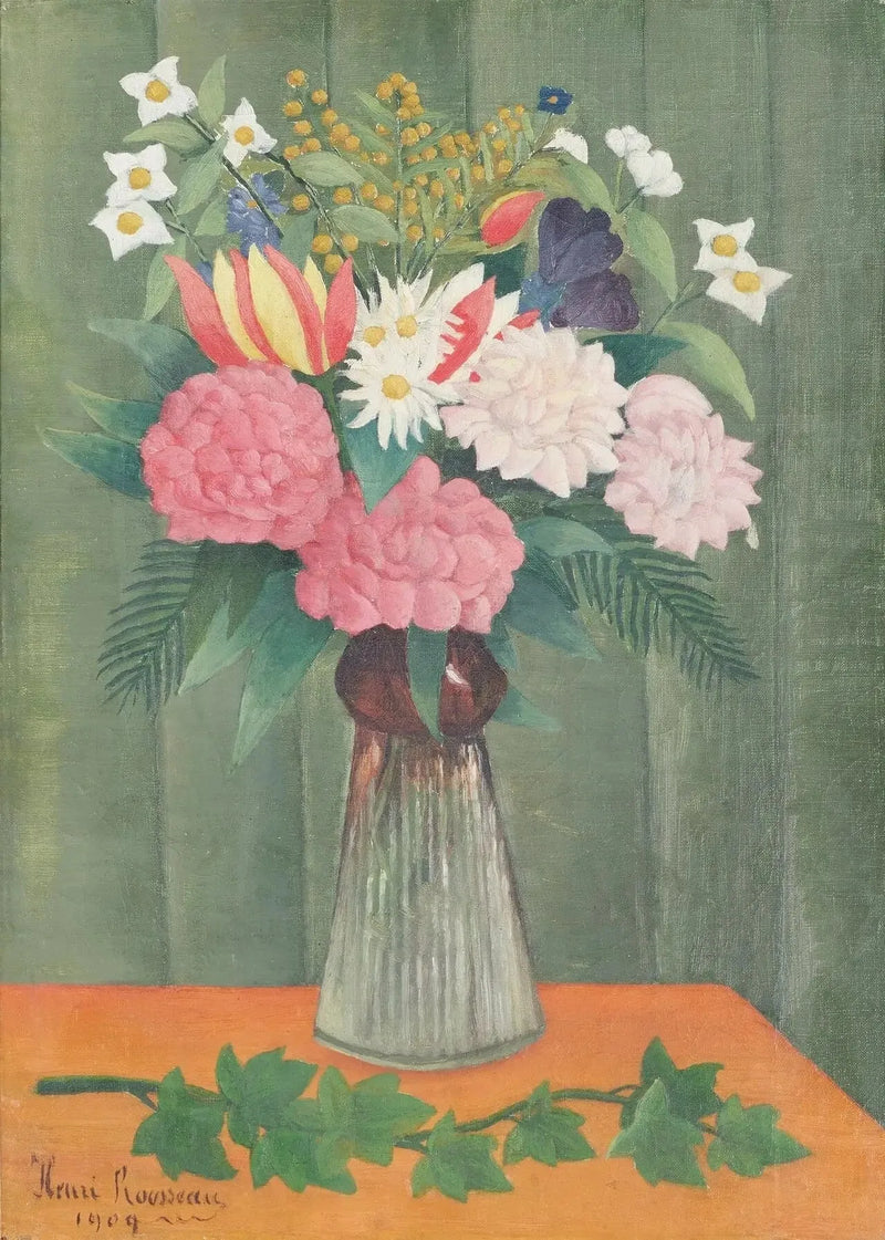 Kwiaty w wazonie - Henri Rousseau