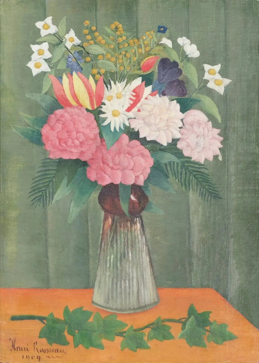 Kwiaty w wazonie - Henri Rousseau