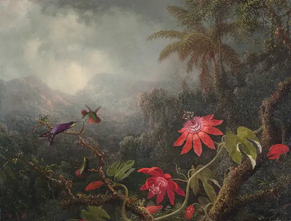 Kwiaty miłości i Trzy kolibry - Martin Johnson Heade