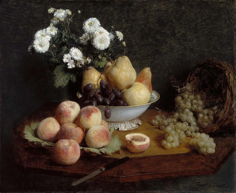 Kwiaty i owoce na stole - Henri Fantin-Latour
