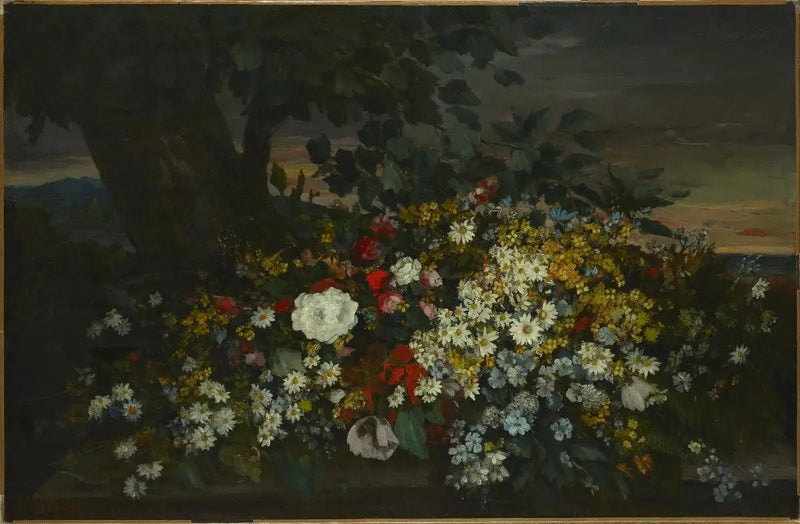Kwiaty na ławce - Gustave Courbet