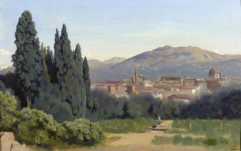 Florencja, Widok z Ogrodów Boboli - Jean-Baptiste Camille Corot