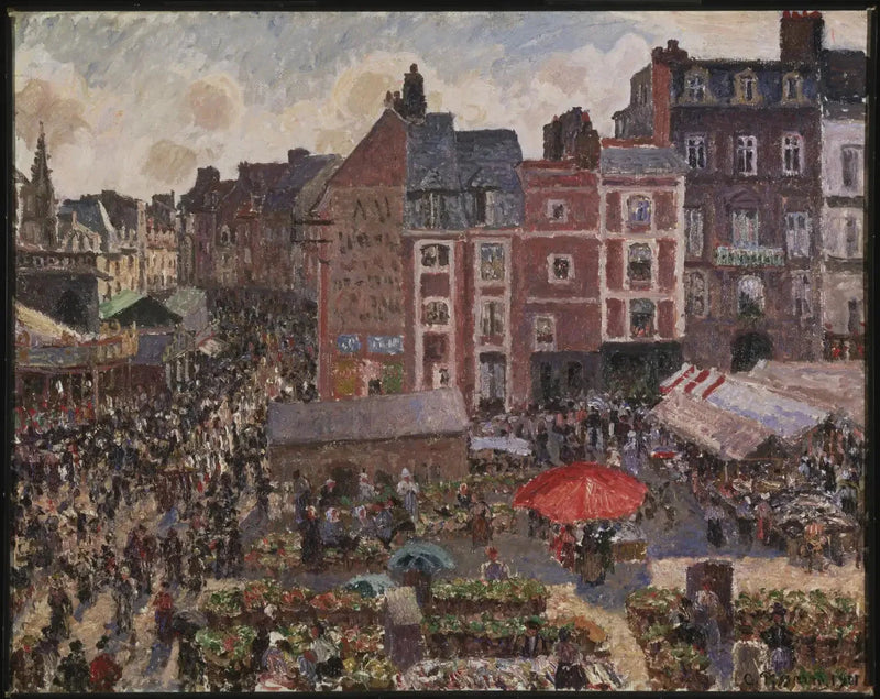 Targ w słoneczne popołudnie, Dieppe - Camille Pissarro
