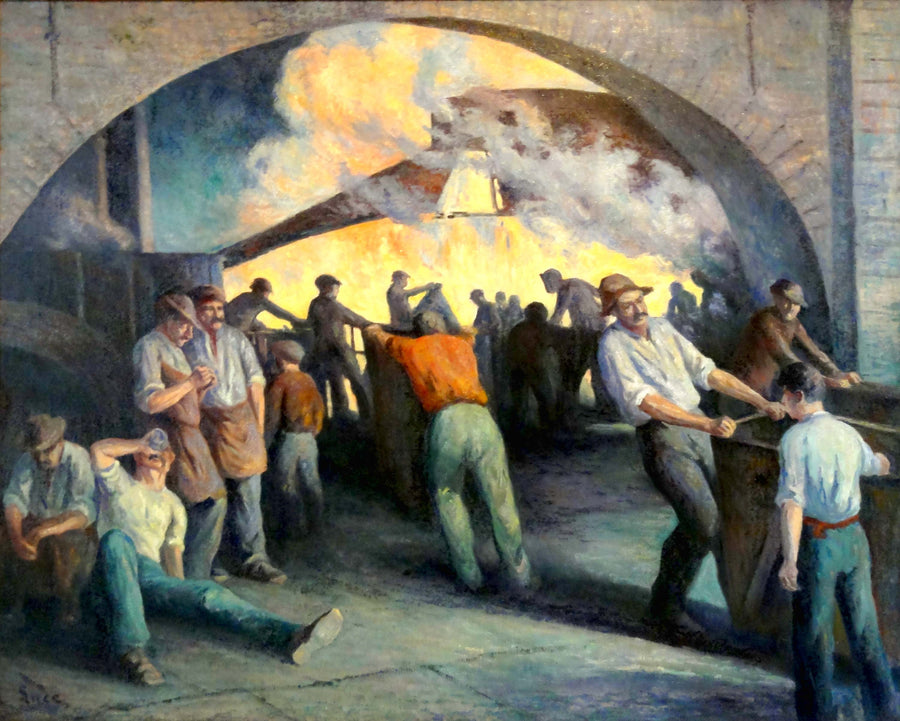 Odlewnia w Charleroi, odlewanie - Maximilien Luce