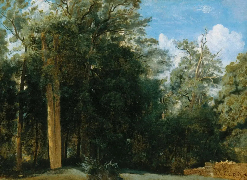 Fontainebleau. Brzeg lasu z małym murem - Jean-Baptiste Camille Corot