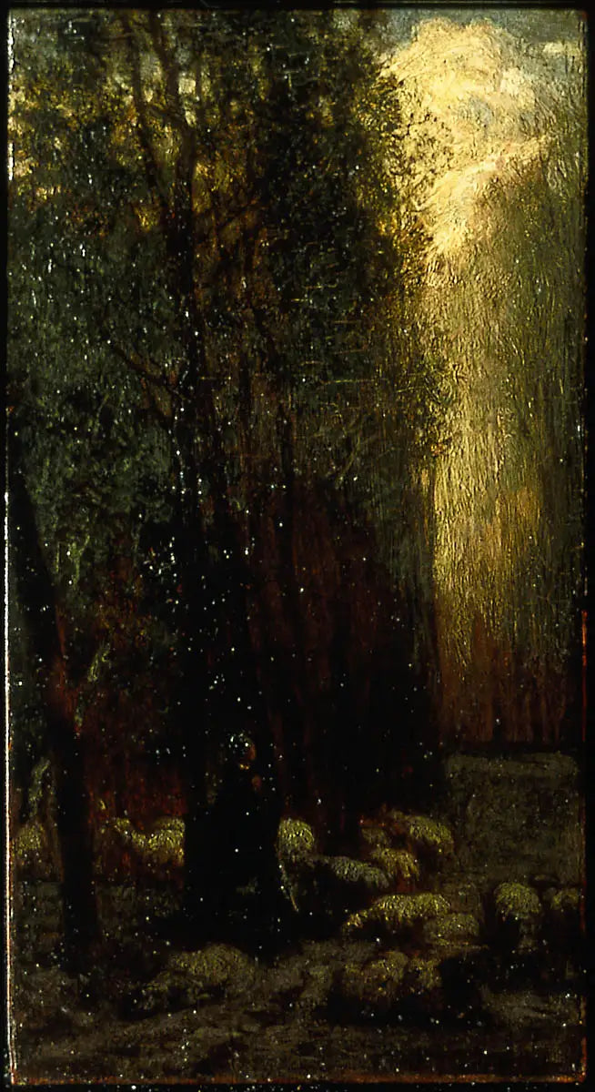 Las z pastuszką i owcami - Jean-François Millet