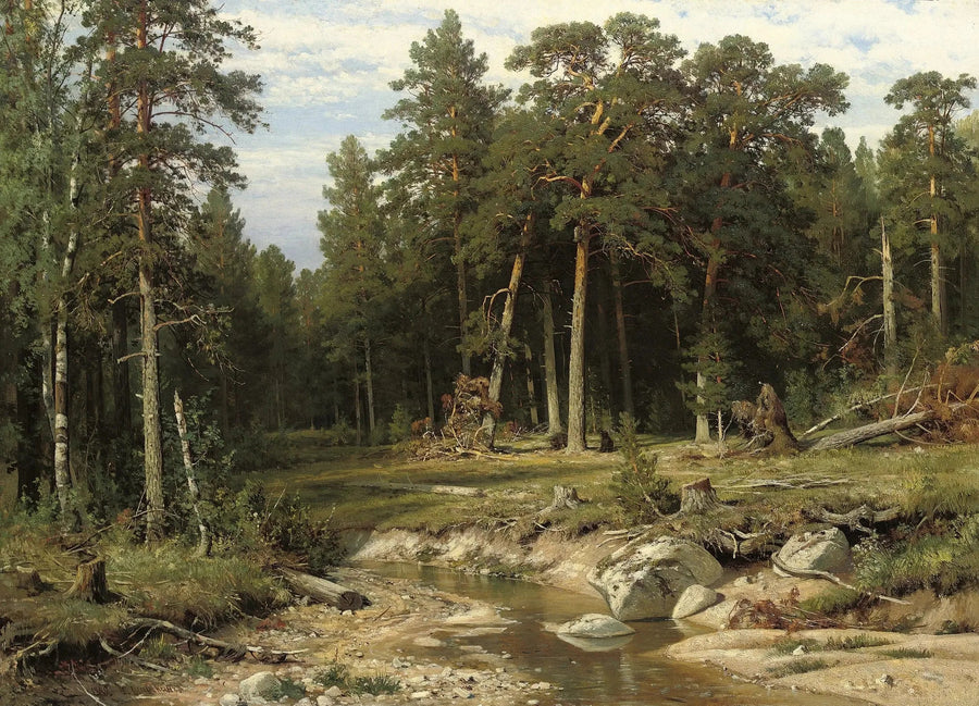 Las sosnowy z słupami w prowincji Wiatka - Iwan Chichkin