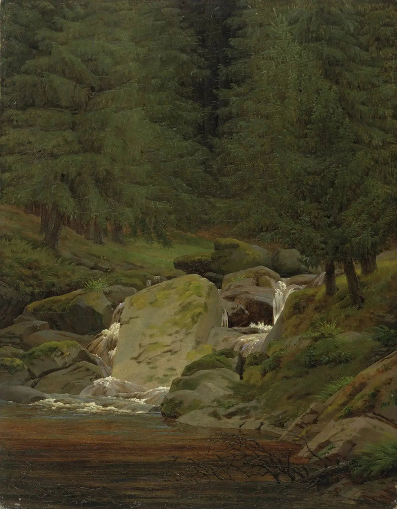 las choinek z wodospadem - Caspar David Friedrich