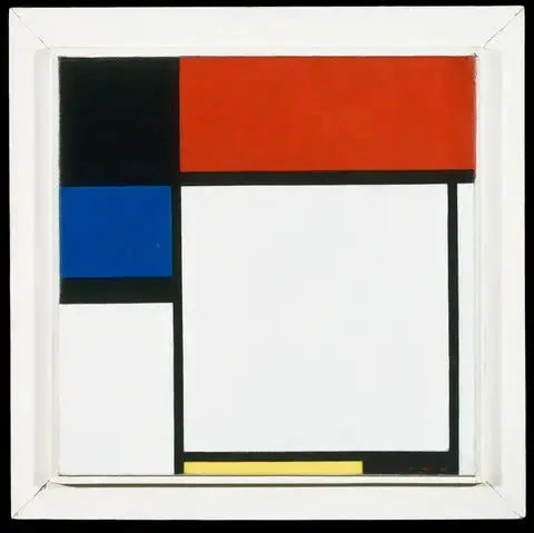 Fox Trot B, z czernią, czerwienią, niebieskim i żółtym - Piet Mondrian