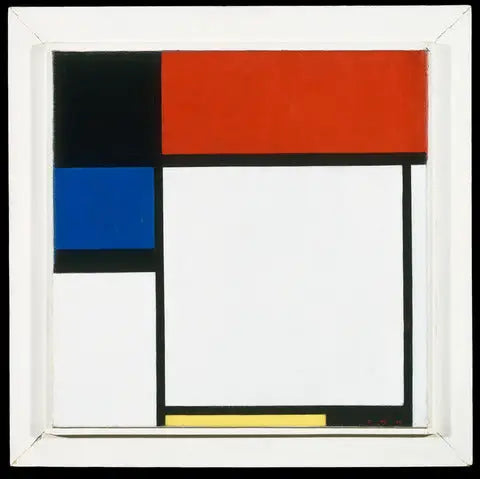 Fox Trot B, z czernią, czerwienią, niebieskim i żółtym - Piet Mondrian